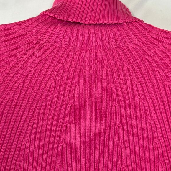 Diane Gilman DG2 Turtleneck Sweater Womens L Pink Half Sleeve Knit Ribbed New - Picture 8 of 10